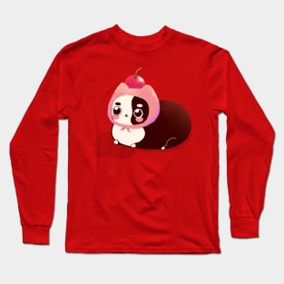 Cat in a Pink Fluffy Hat with a Cherry on Top Long Sleeve T-Shirt